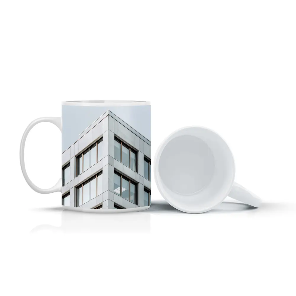 Modern Office Building Corner Gray Sky – Mugs