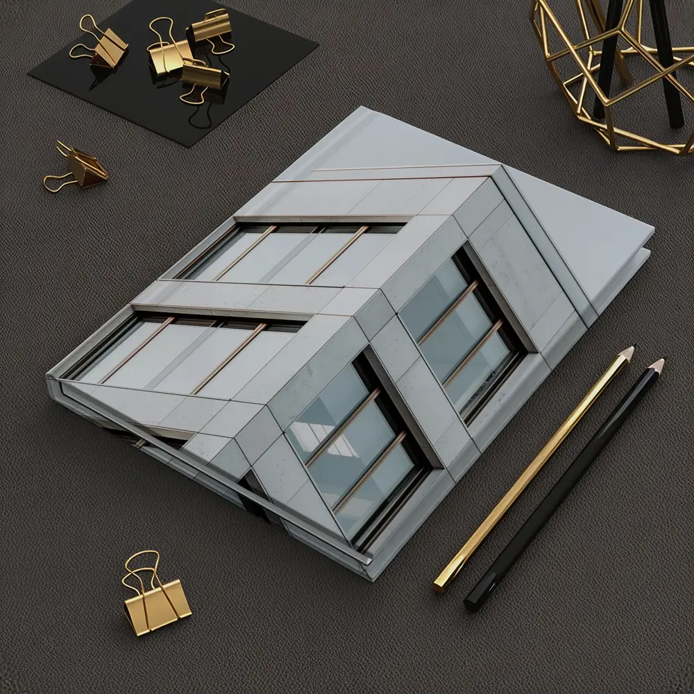 Modern Office Building Corner Gray Sky – Notebooks