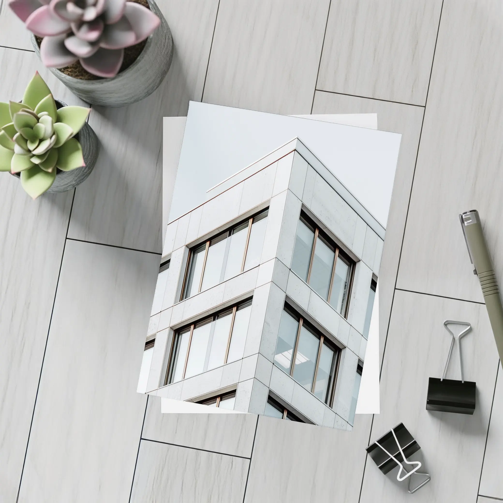 Modern Office Building Corner Gray Sky – Postcards