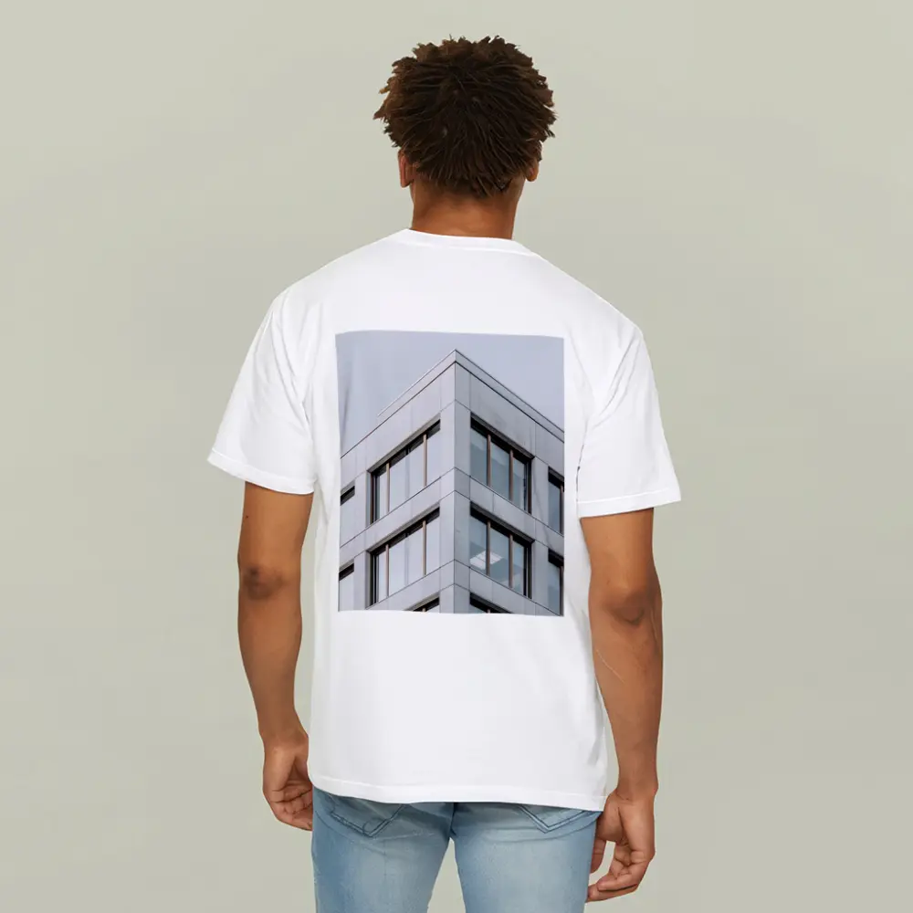 Modern Office Building Corner Gray Sky – T-Shirts