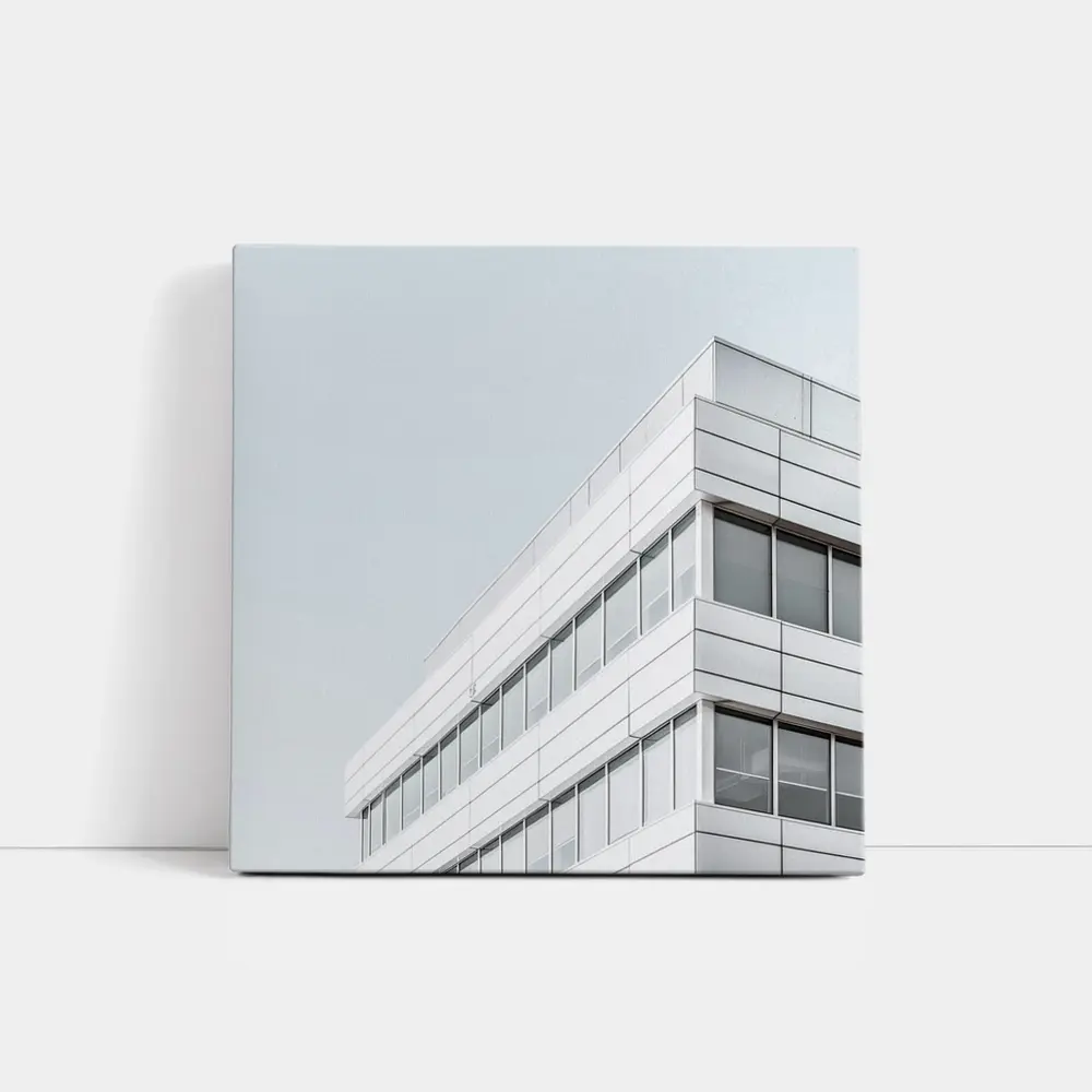 White Modern Building Corner Against Gray Sky – Wall Art