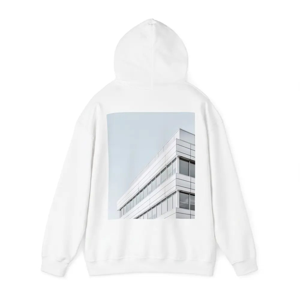 White Modern Building Corner Against Gray Sky – Hoodies