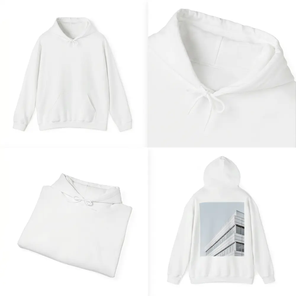 White Modern Building Corner Against Gray Sky – Hoodies