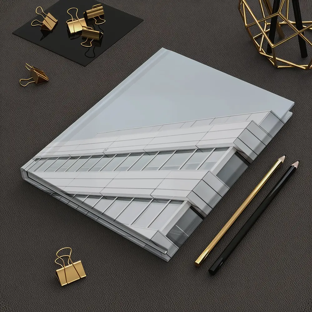 White Modern Building Corner Against Gray Sky – Notebooks