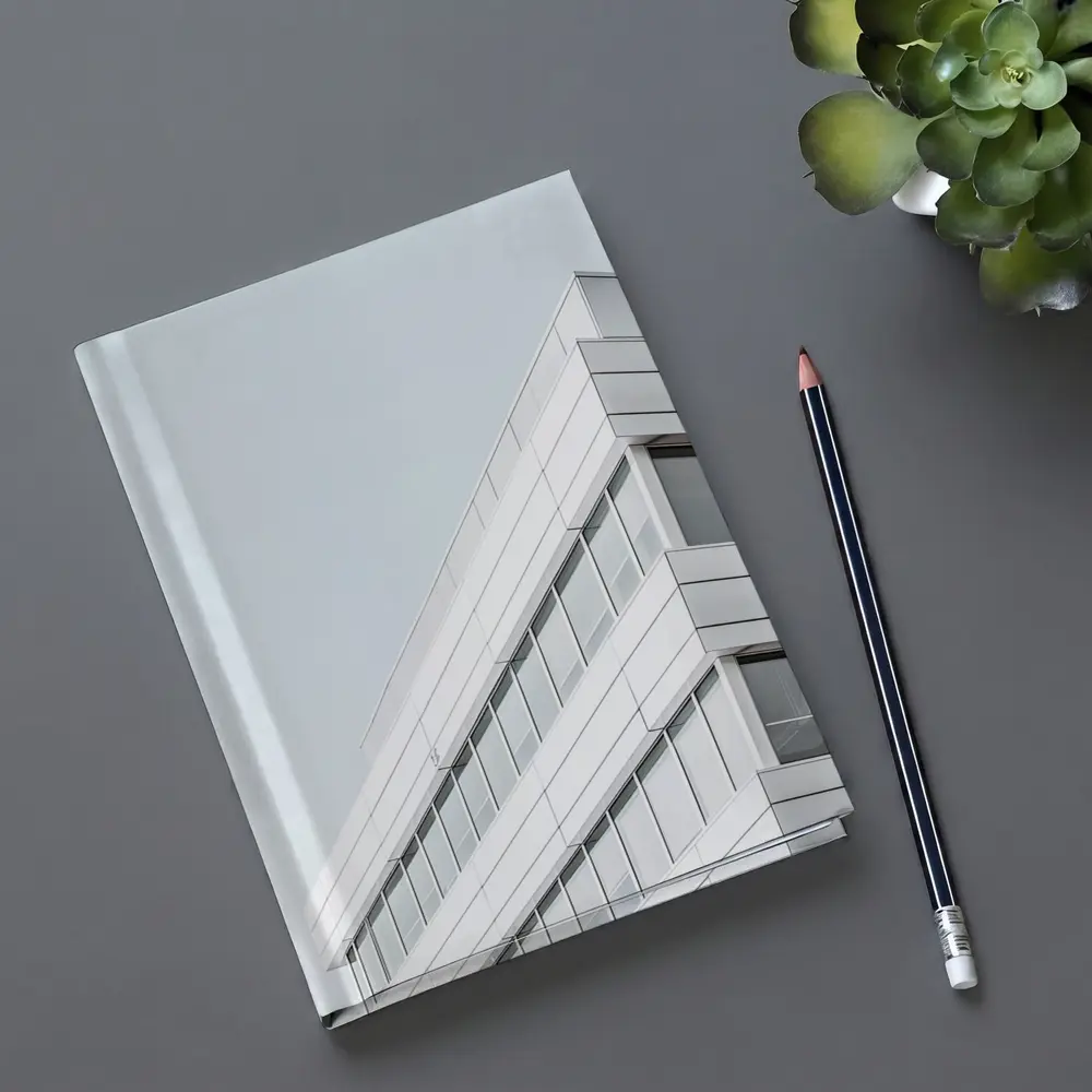 White Modern Building Corner Against Gray Sky – Notebooks