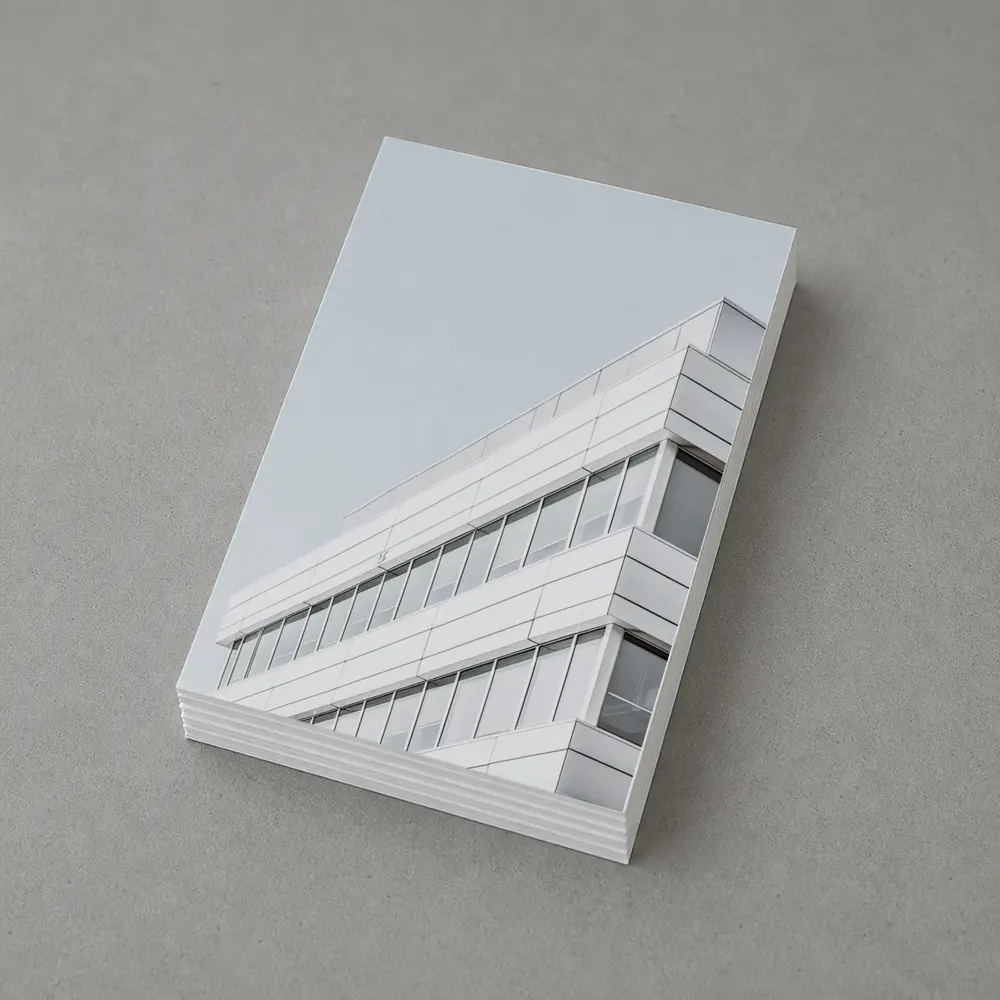 White Modern Building Corner Against Gray Sky – Postcards