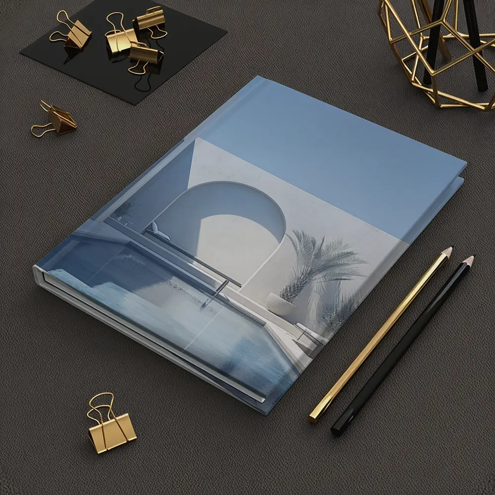 Minimalist White Courtyard Pool Architecture Blue Sky – Notebooks