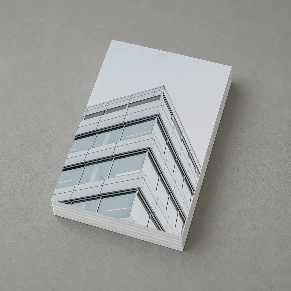 Modern Glass Office Building Corner Gray Sky – Postcards