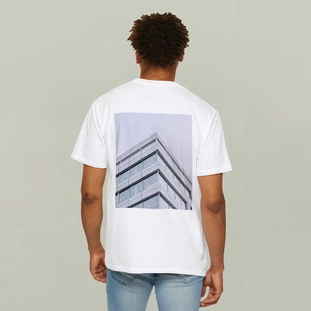Modern Glass Office Building Corner Gray Sky – T-Shirts