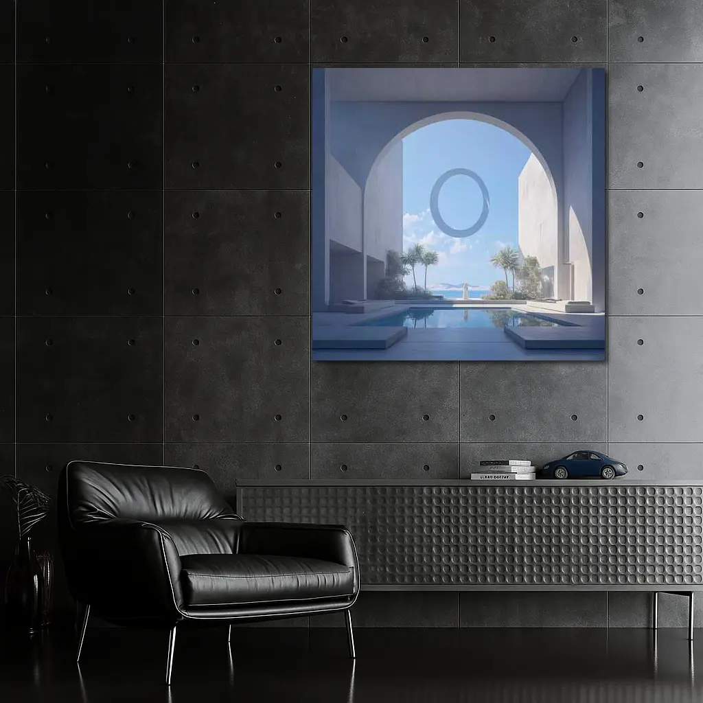 Minimalist Concrete Arch Pool Ocean View – Wall Art