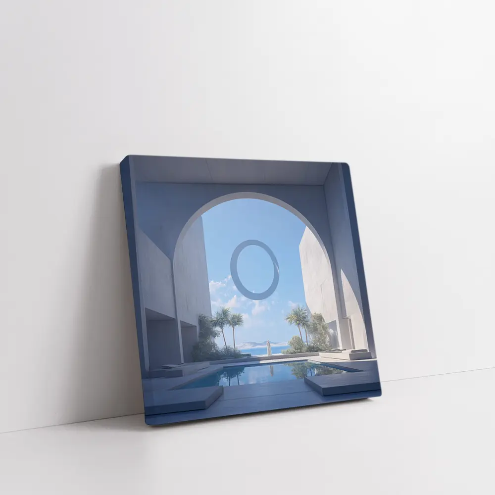 Minimalist Concrete Arch Pool Ocean View – Wall Art