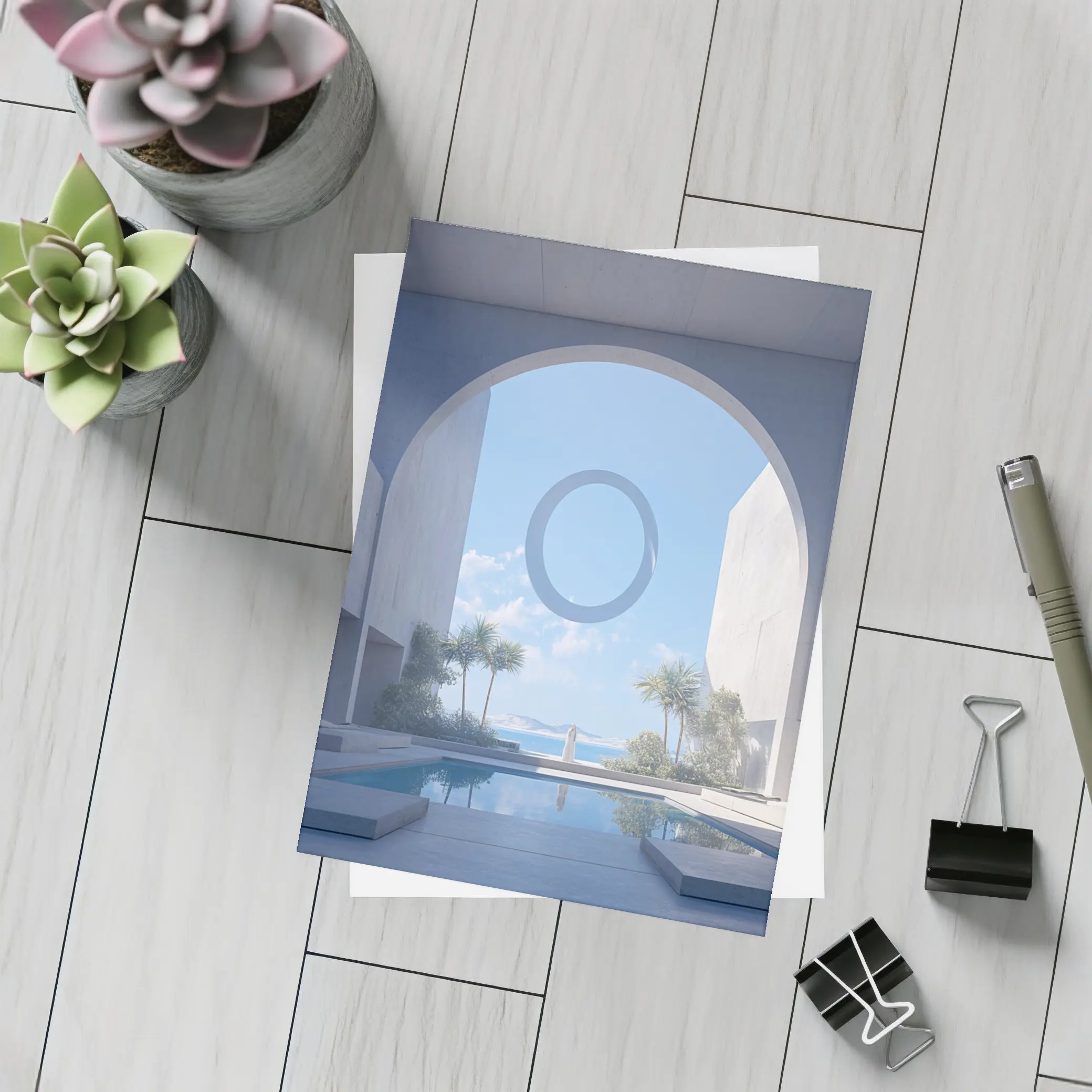 Minimalist Concrete Arch Pool Ocean View – Postcards