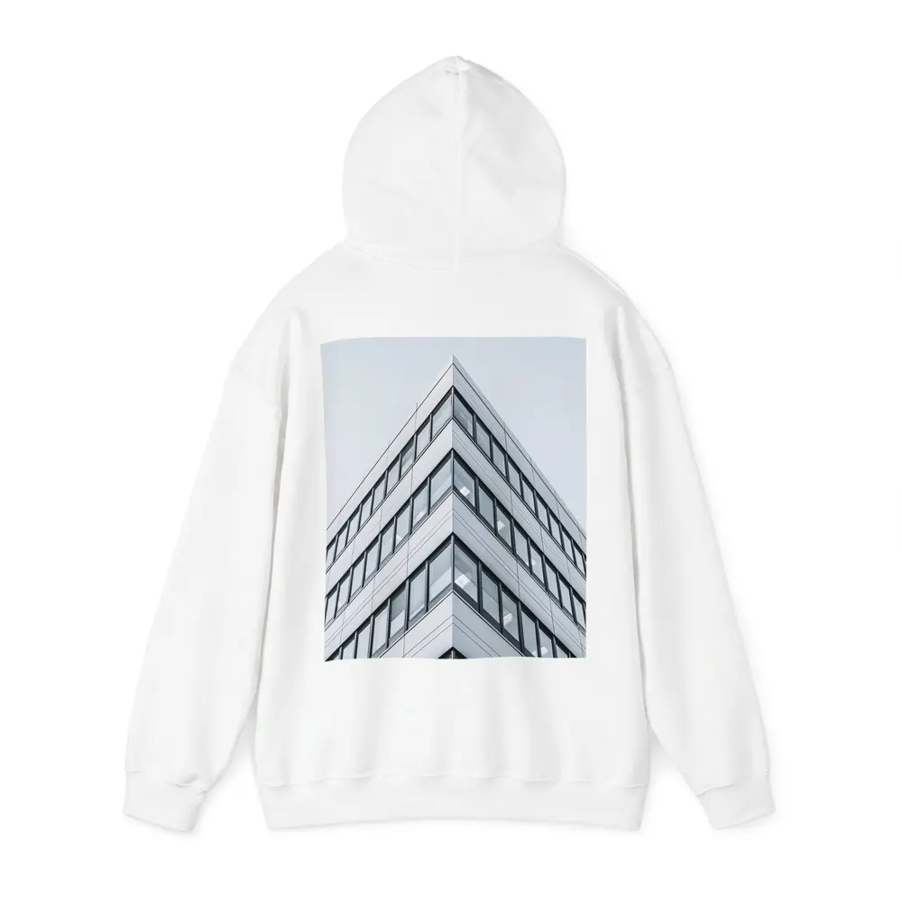 Modern Office Building Corner Against Gray Sky – Hoodies