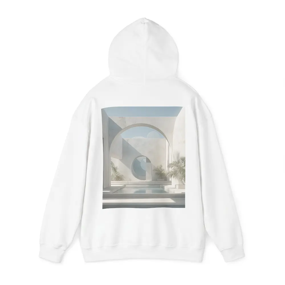 Minimalist White Concrete Courtyard Arch Architecture – Hoodies