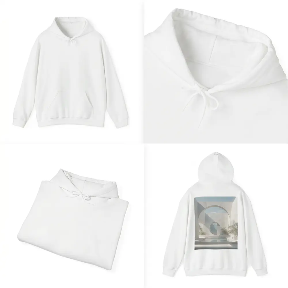 Minimalist White Concrete Courtyard Arch Architecture – Hoodies