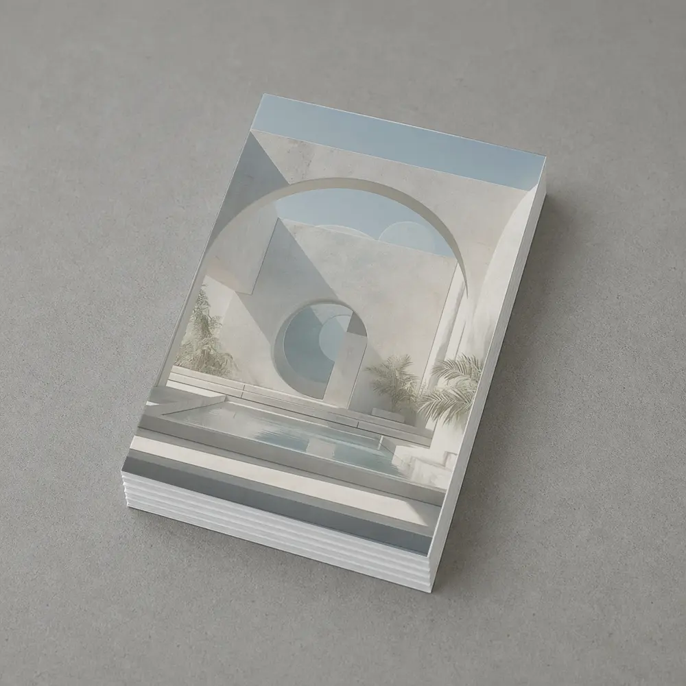 Minimalist White Concrete Courtyard Arch Architecture – Postcards