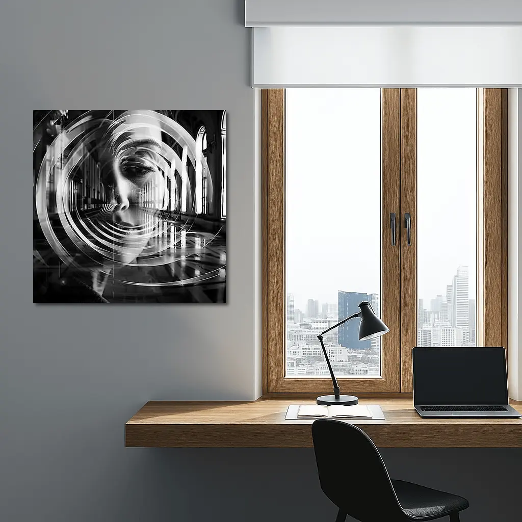 Woman Face Double Exposure Cathedral Interior – Wall Art