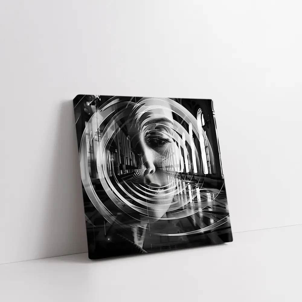 Woman Face Double Exposure Cathedral Interior – Wall Art