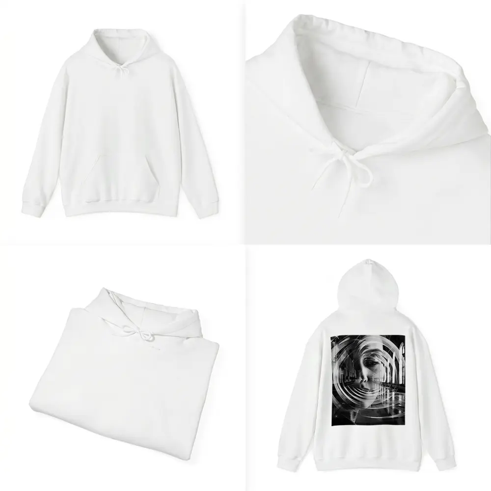 Woman Face Double Exposure Cathedral Interior – Hoodies