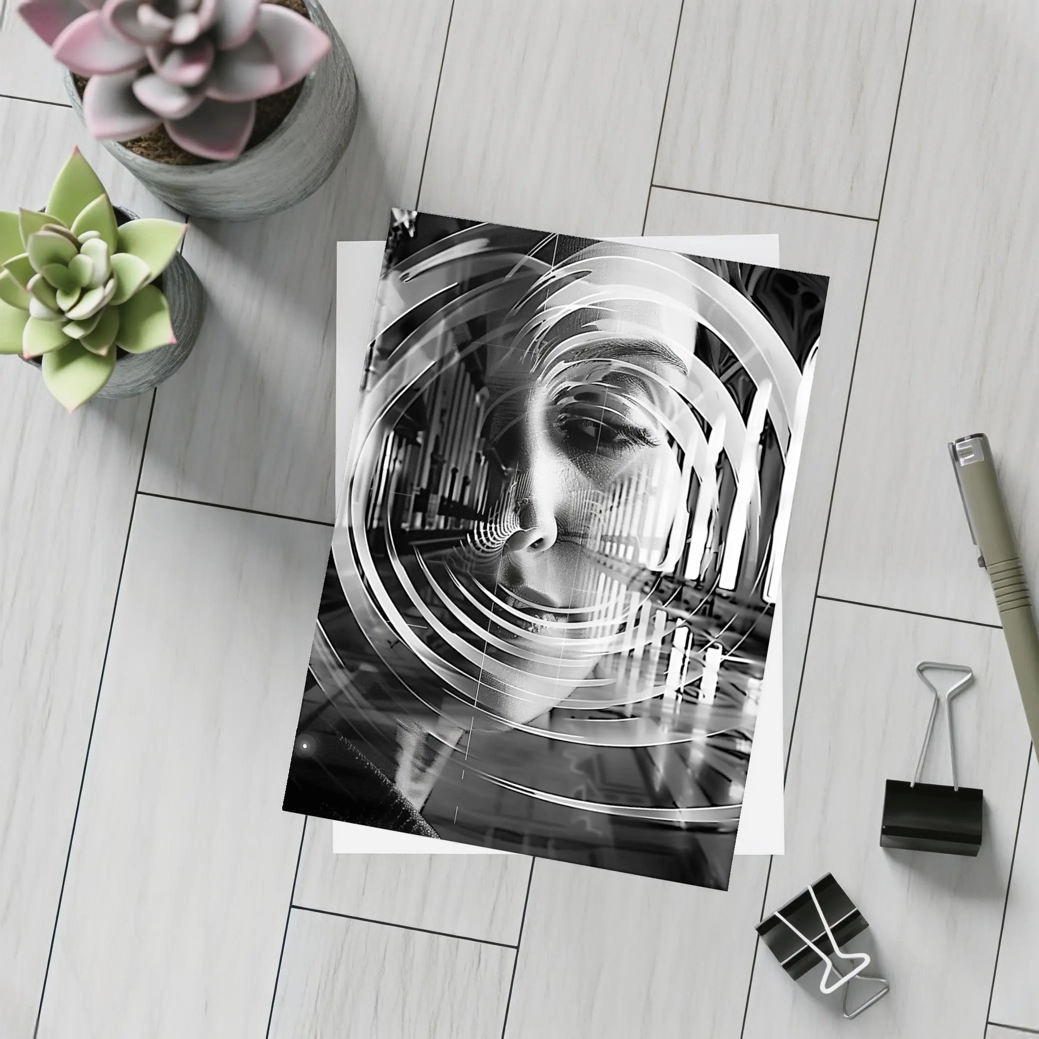 Woman Face Double Exposure Cathedral Interior – Postcards