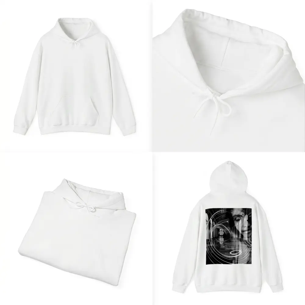 Black White Surreal Face Grand Hall Interior – Hoodies
