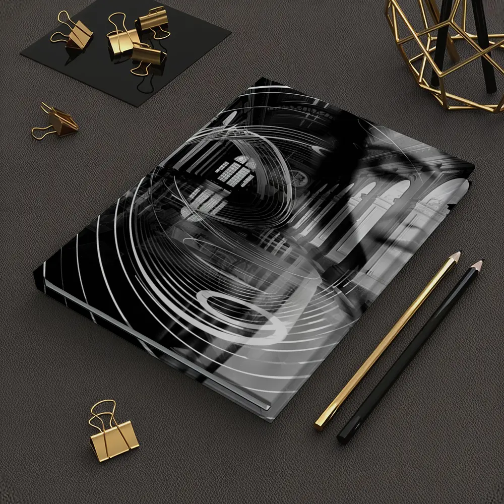 Black White Surreal Face Grand Hall Interior – Notebooks