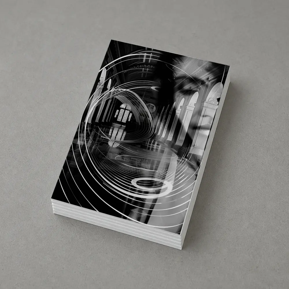 Black White Surreal Face Grand Hall Interior – Postcards