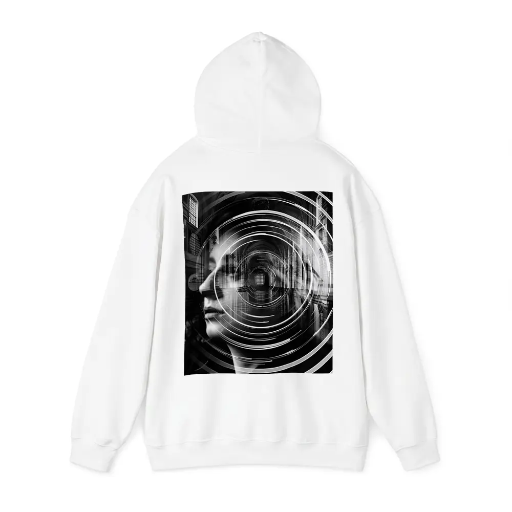 Woman Face Double Exposure Cathedral Black White – Hoodies