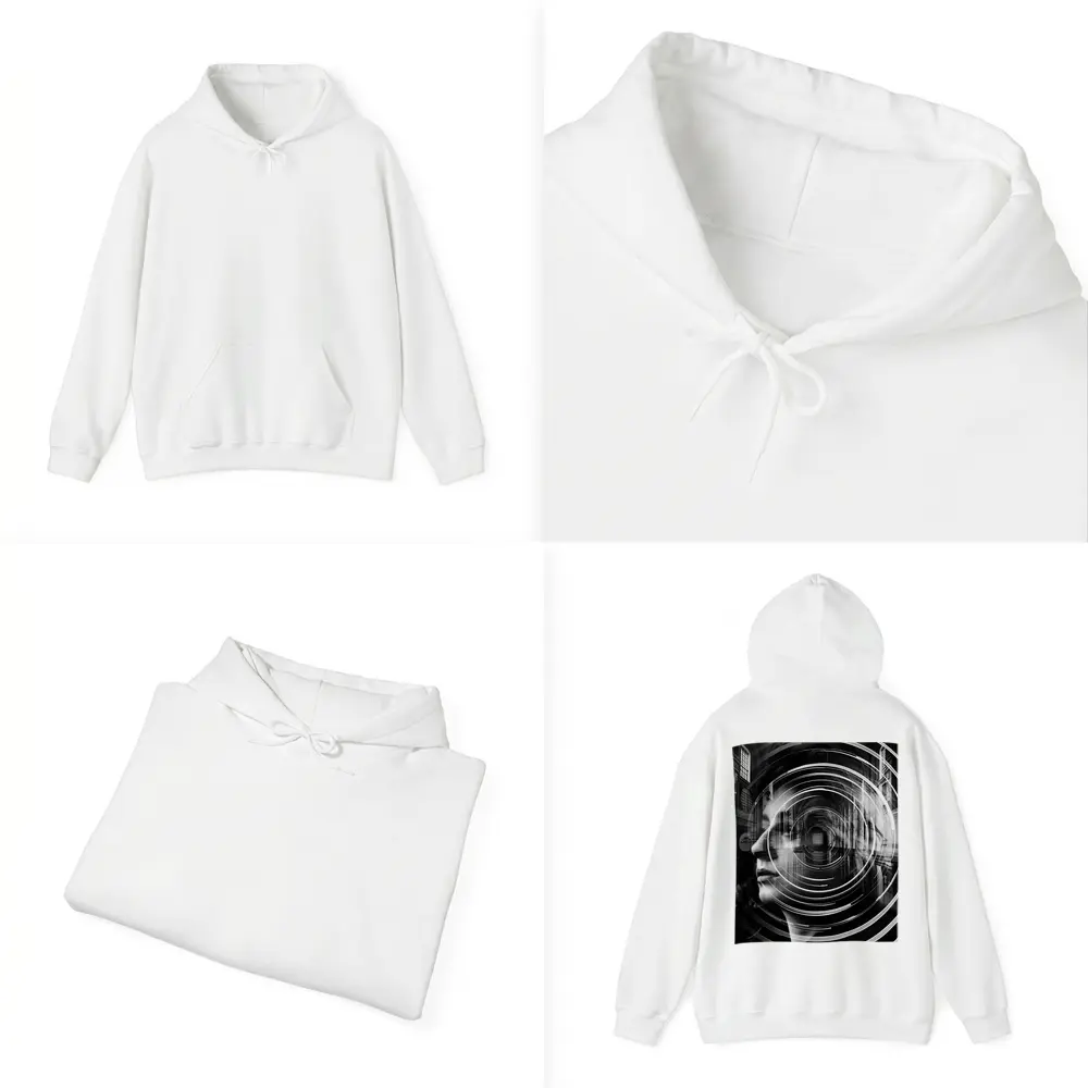 Woman Face Double Exposure Cathedral Black White – Hoodies