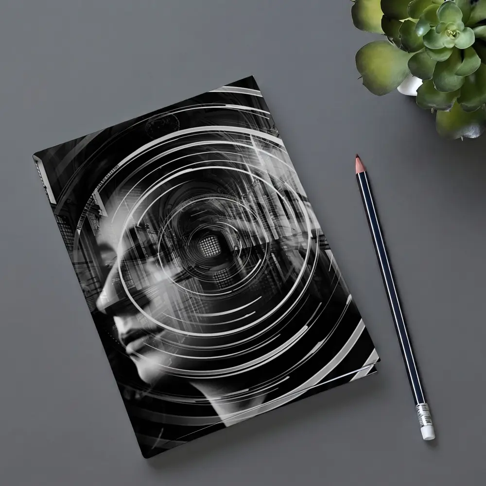 Woman Face Double Exposure Cathedral Black White – Notebooks