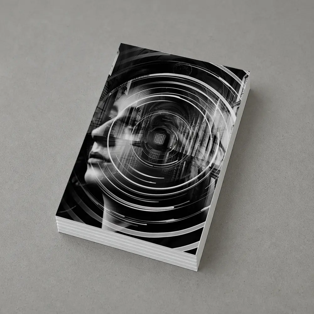 Woman Face Double Exposure Cathedral Black White – Postcards