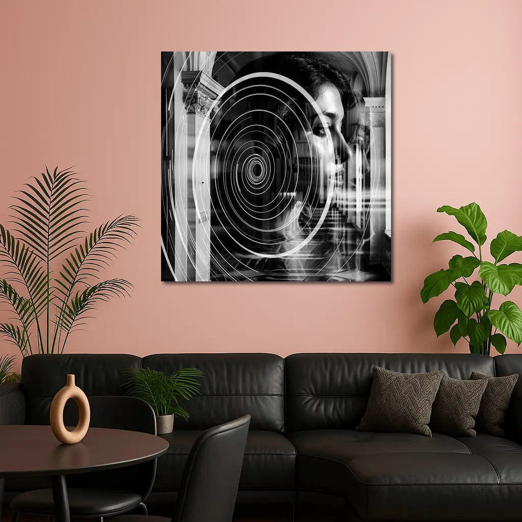 Woman Portrait Black White Spiral Abstract – Wall Art