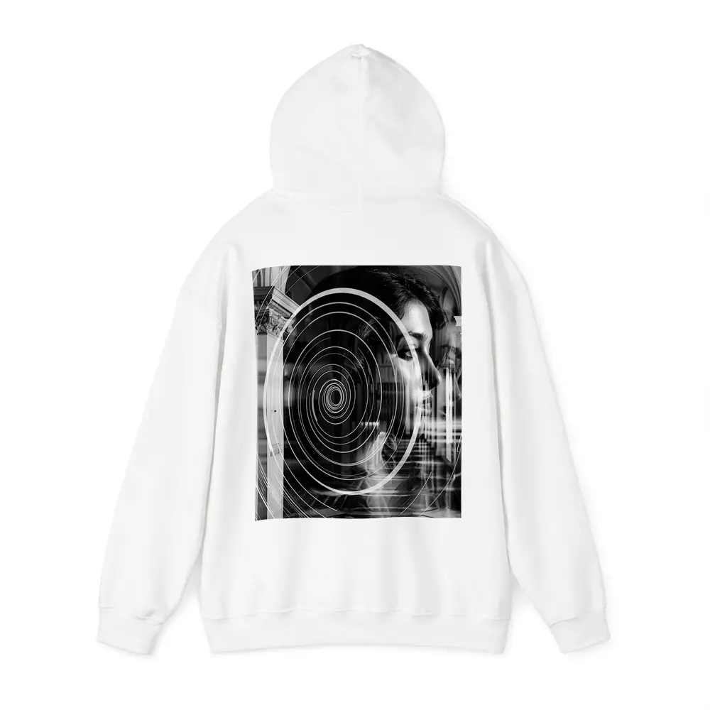 Woman Portrait Black White Spiral Abstract – Hoodies