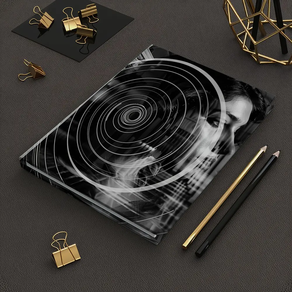Woman Portrait Black White Spiral Abstract – Notebooks