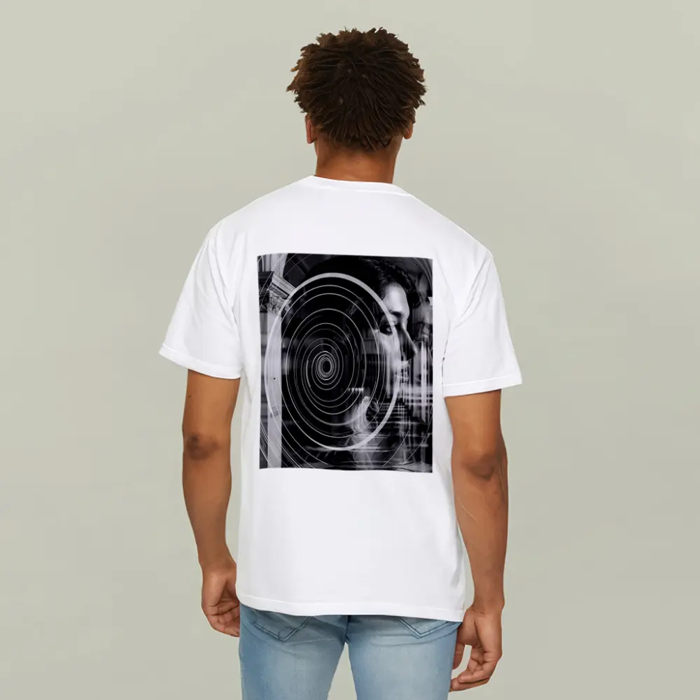 Woman Portrait Black White Spiral Abstract – T-Shirts