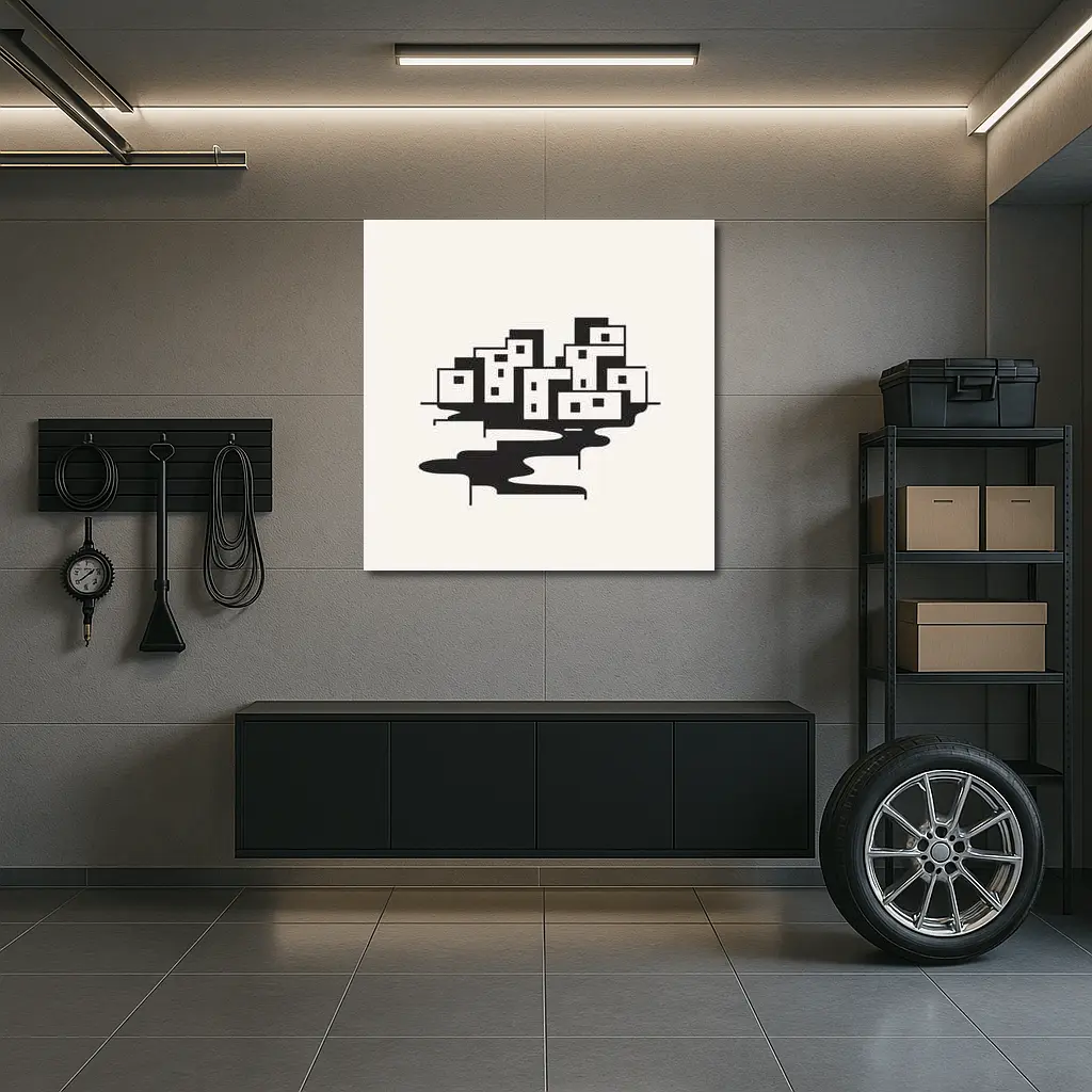Minimalist Black White City Buildings Abstract Art – Wall Art