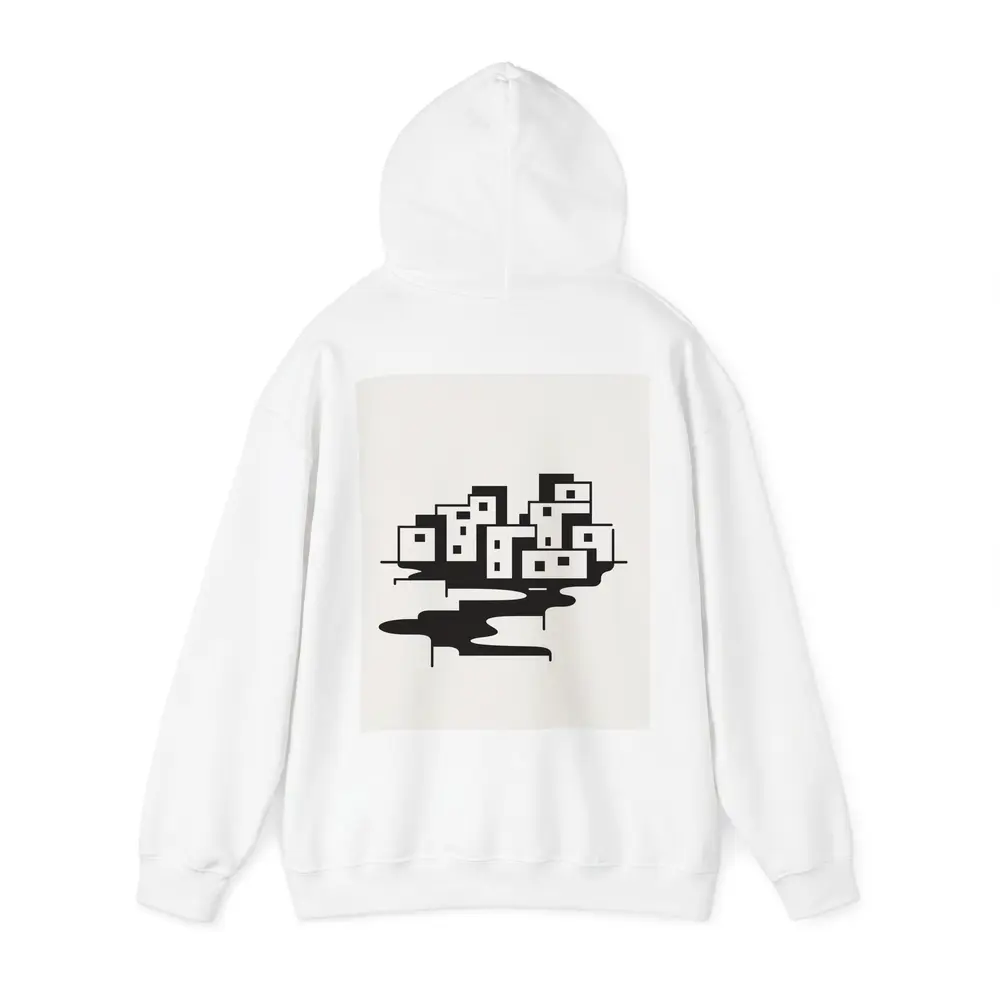 Minimalist Black White City Buildings Abstract Art – Hoodies