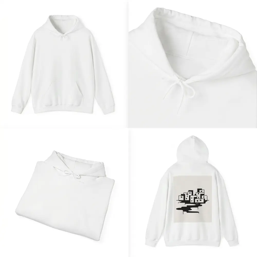 Minimalist Black White City Buildings Abstract Art – Hoodies