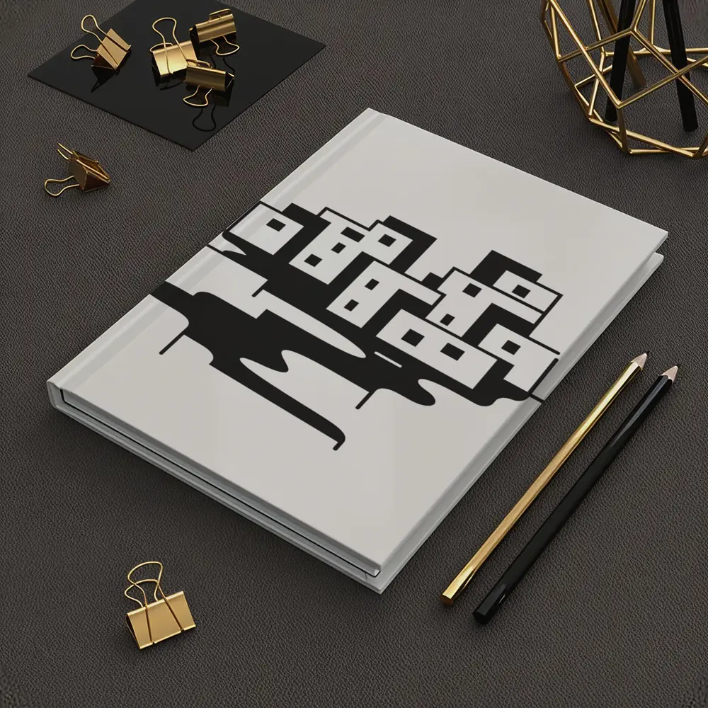 Minimalist Black White City Buildings Abstract Art – Notebooks
