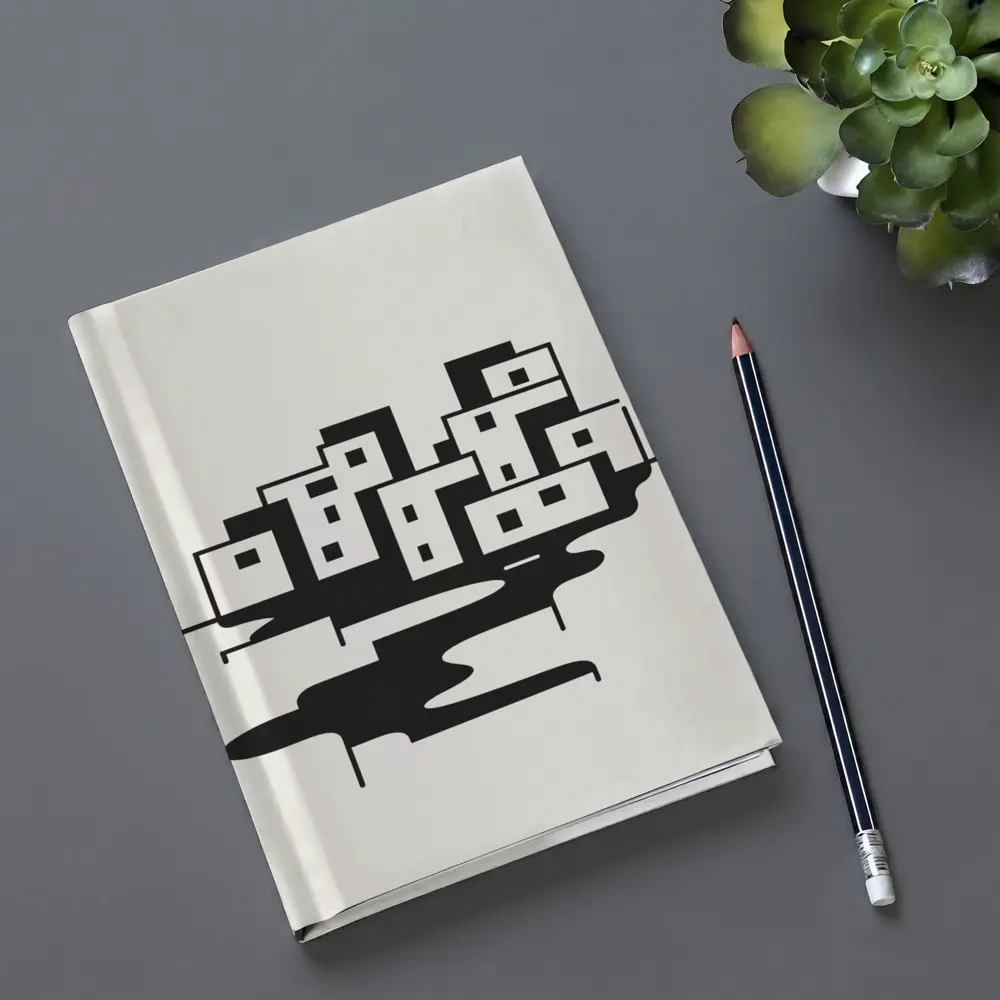 Minimalist Black White City Buildings Abstract Art – Notebooks