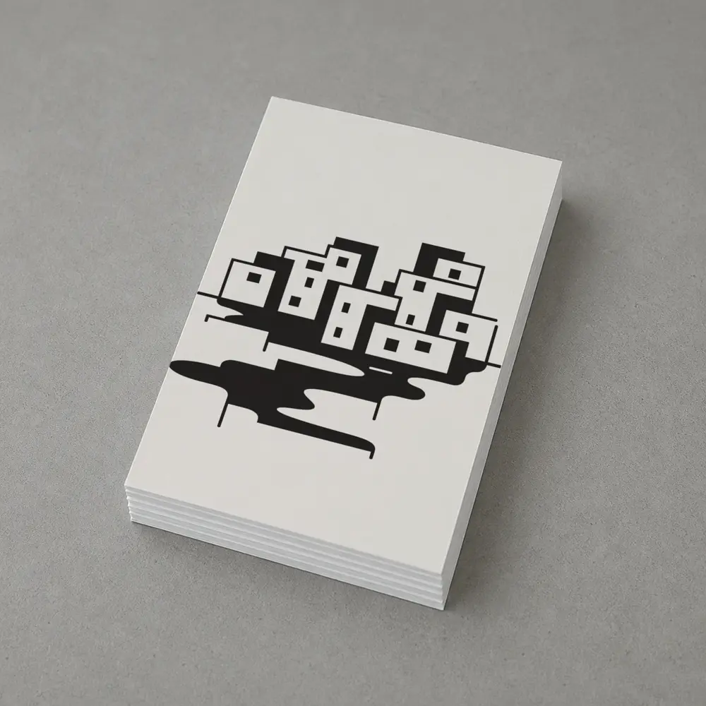 Minimalist Black White City Buildings Abstract Art – Postcards