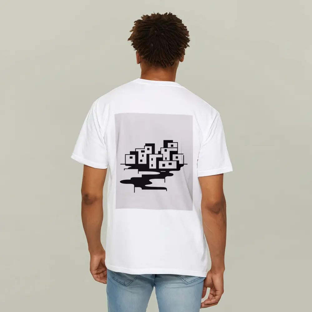 Minimalist Black White City Buildings Abstract Art – T-Shirts