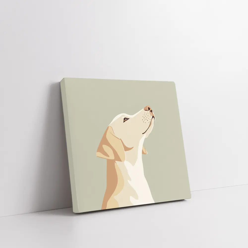 Yellow Labrador Retriever Looking Up Sage Background – Wall Art