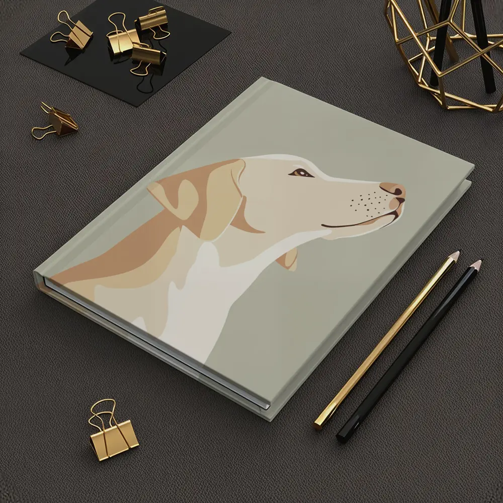 Yellow Labrador Retriever Looking Up Sage Background – Notebooks