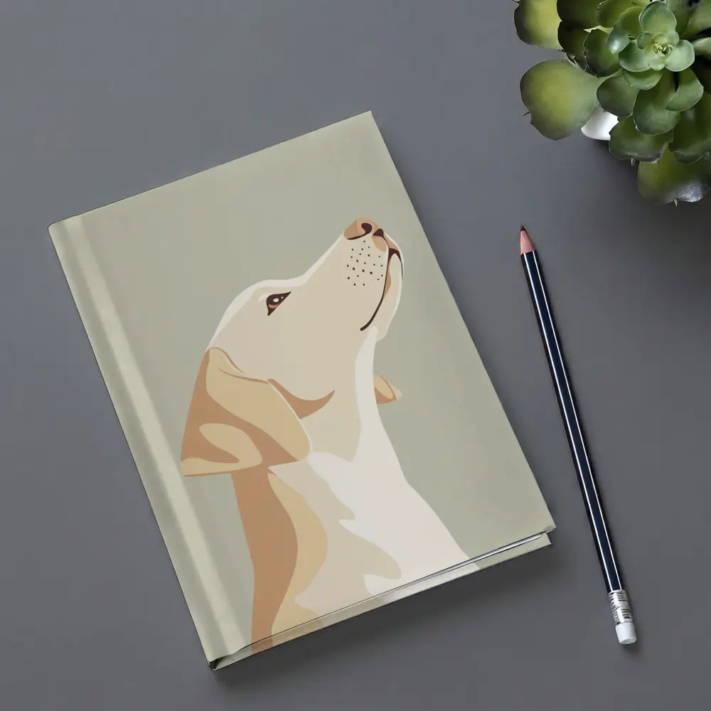 Yellow Labrador Retriever Looking Up Sage Background – Notebooks