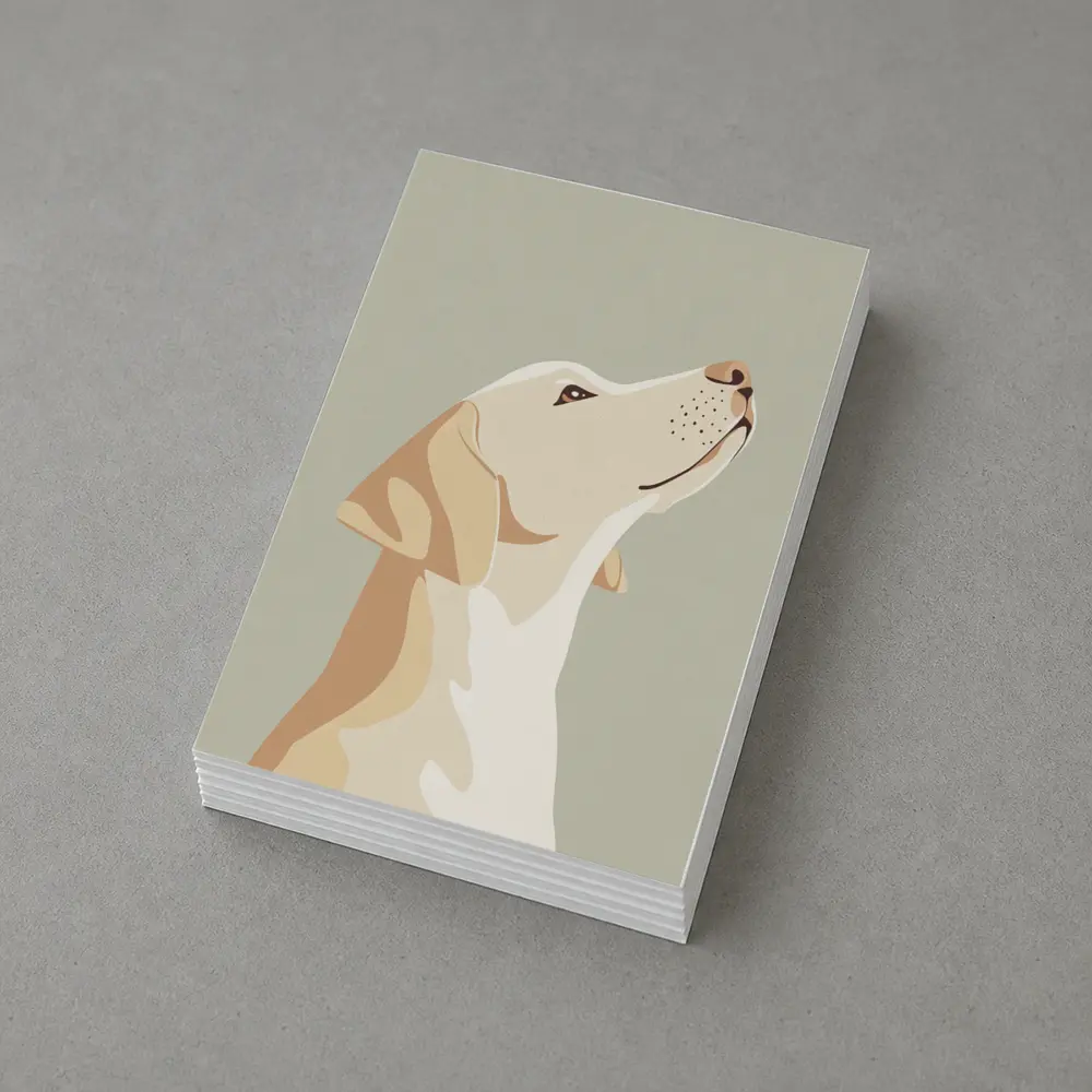 Yellow Labrador Retriever Looking Up Sage Background – Postcards