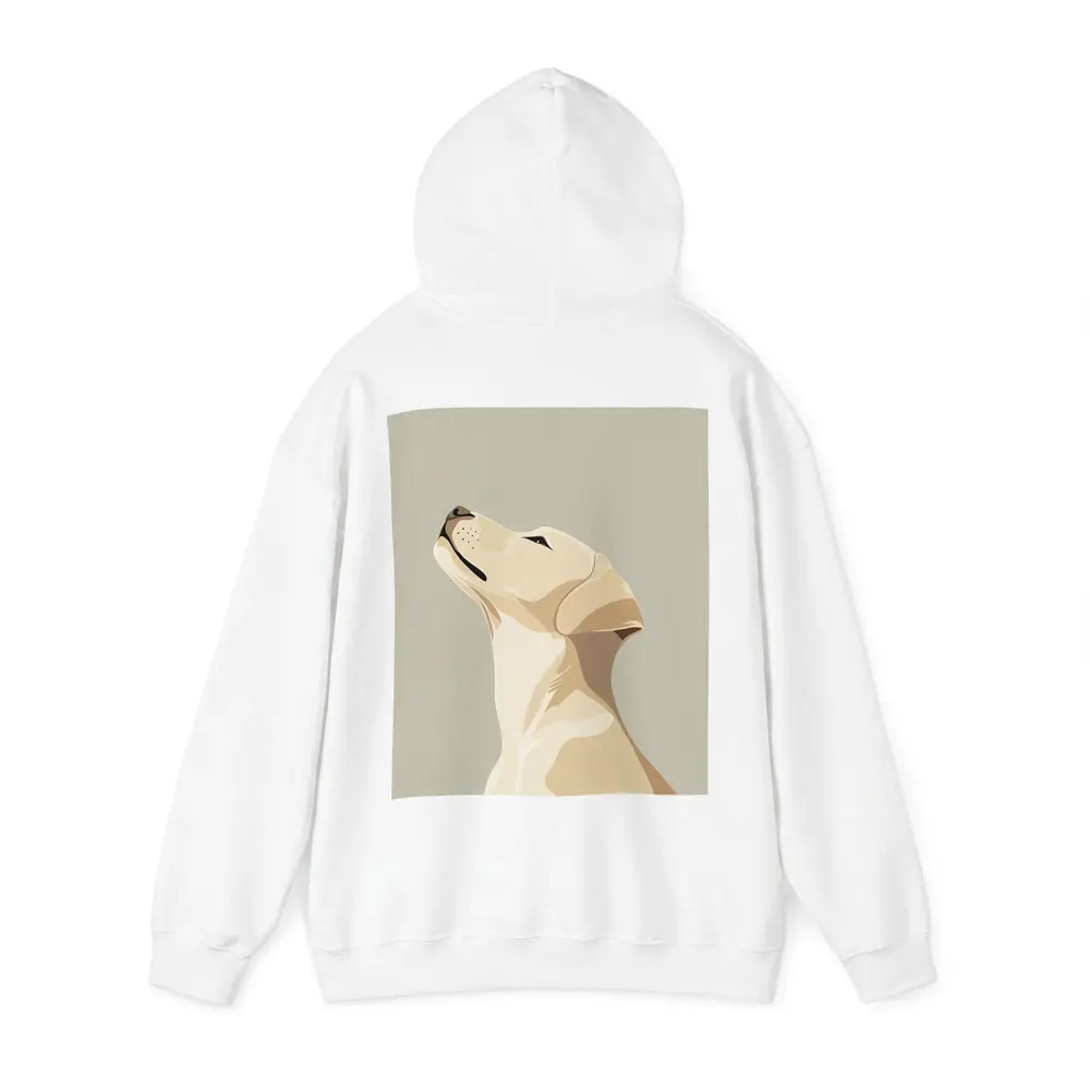Yellow Labrador Retriever Looking Up Beige Background – Hoodies