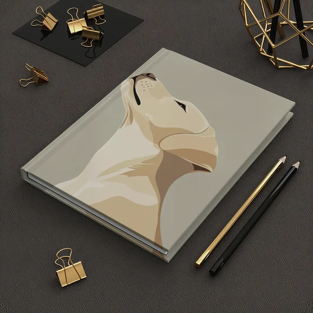Yellow Labrador Retriever Looking Up Beige Background – Notebooks