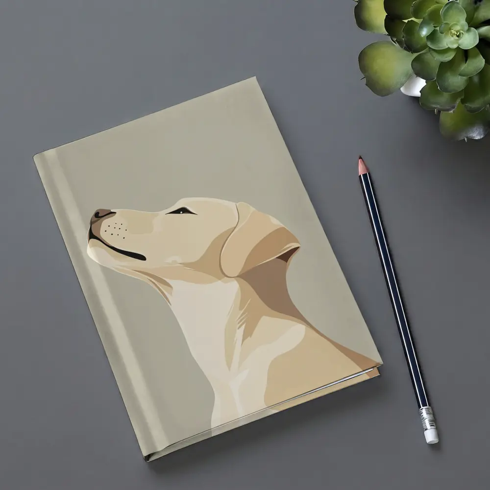 Yellow Labrador Retriever Looking Up Beige Background – Notebooks