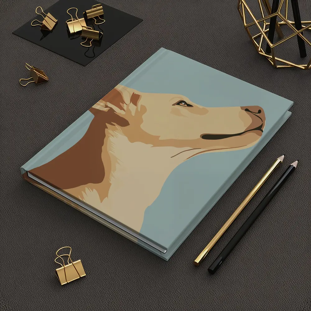 Yellow Lab Dog Looking Up Blue Background – Notebooks